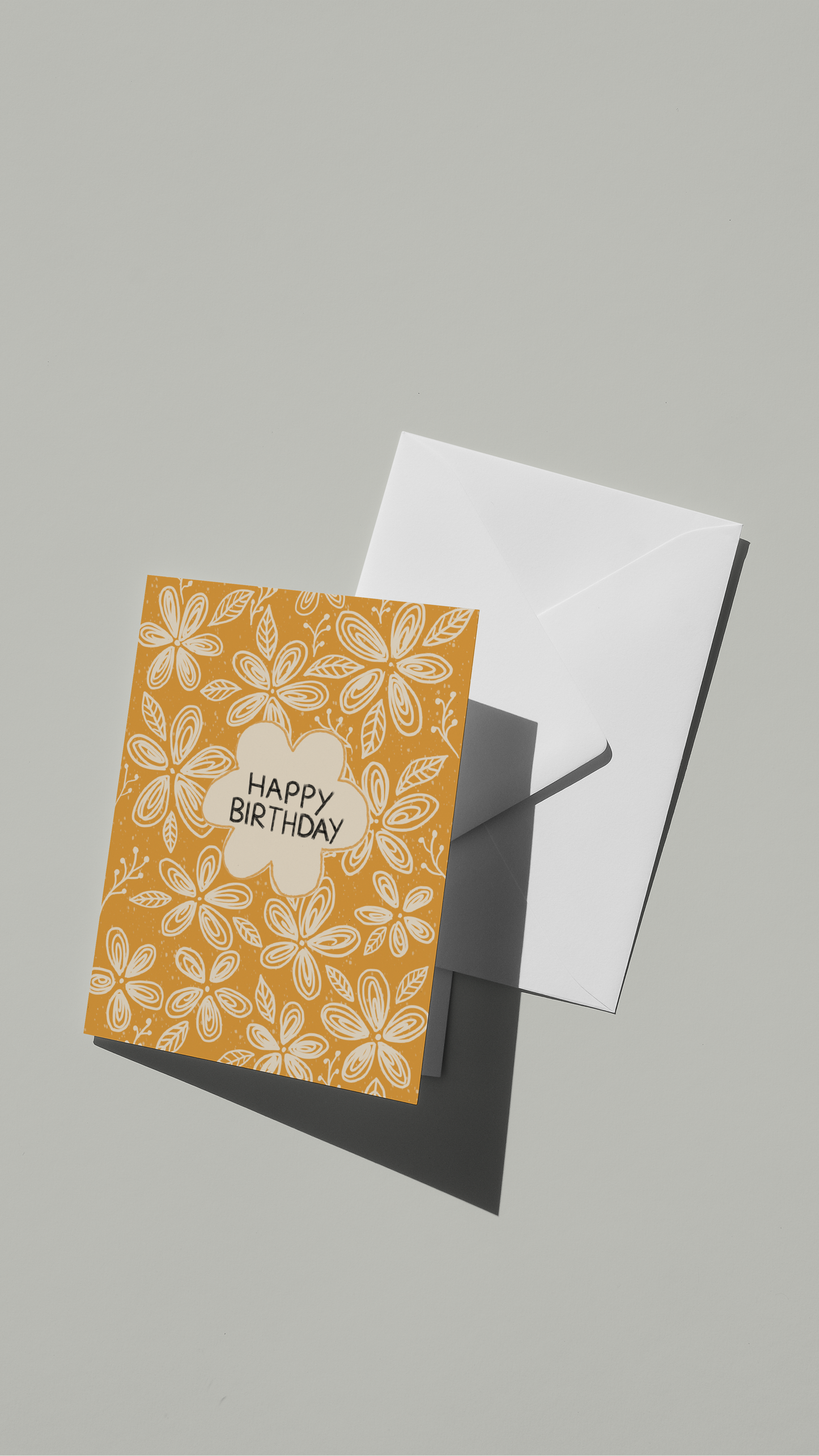 Yellow Flowers Happy Birthday Card - Blank Inside