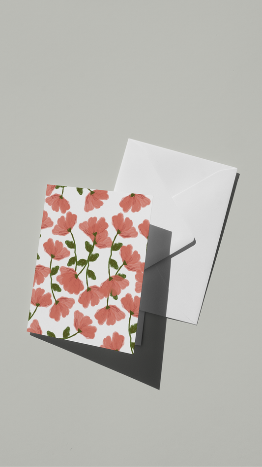 Blooming Pink Cherry Blossoms Greeting Card