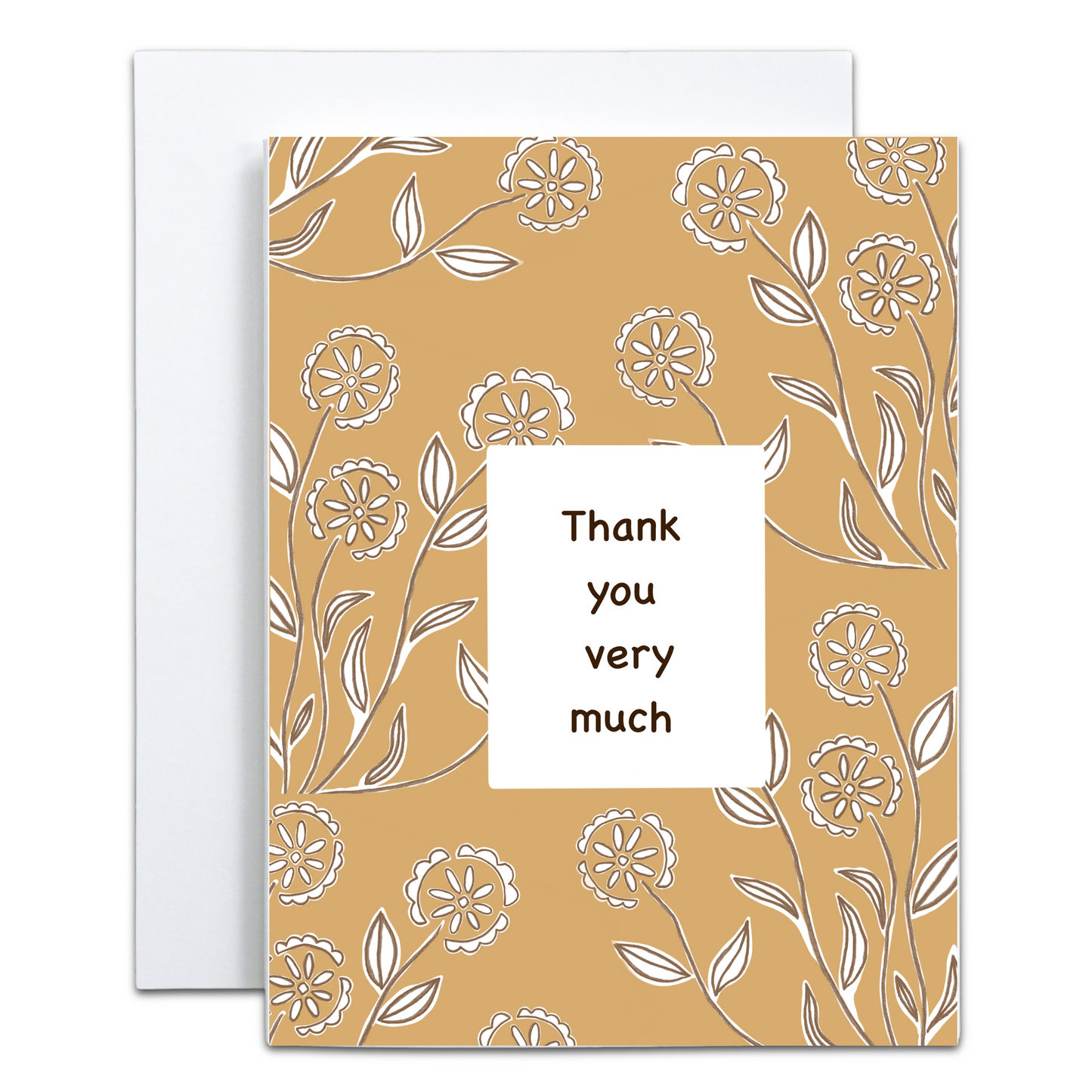 Thank You Very Much Yellow Flowers Greeting Card - Blank Inside