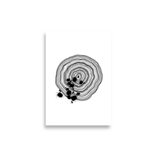 Life Interrupted - Tree Rings Print Ink drawing Wall art