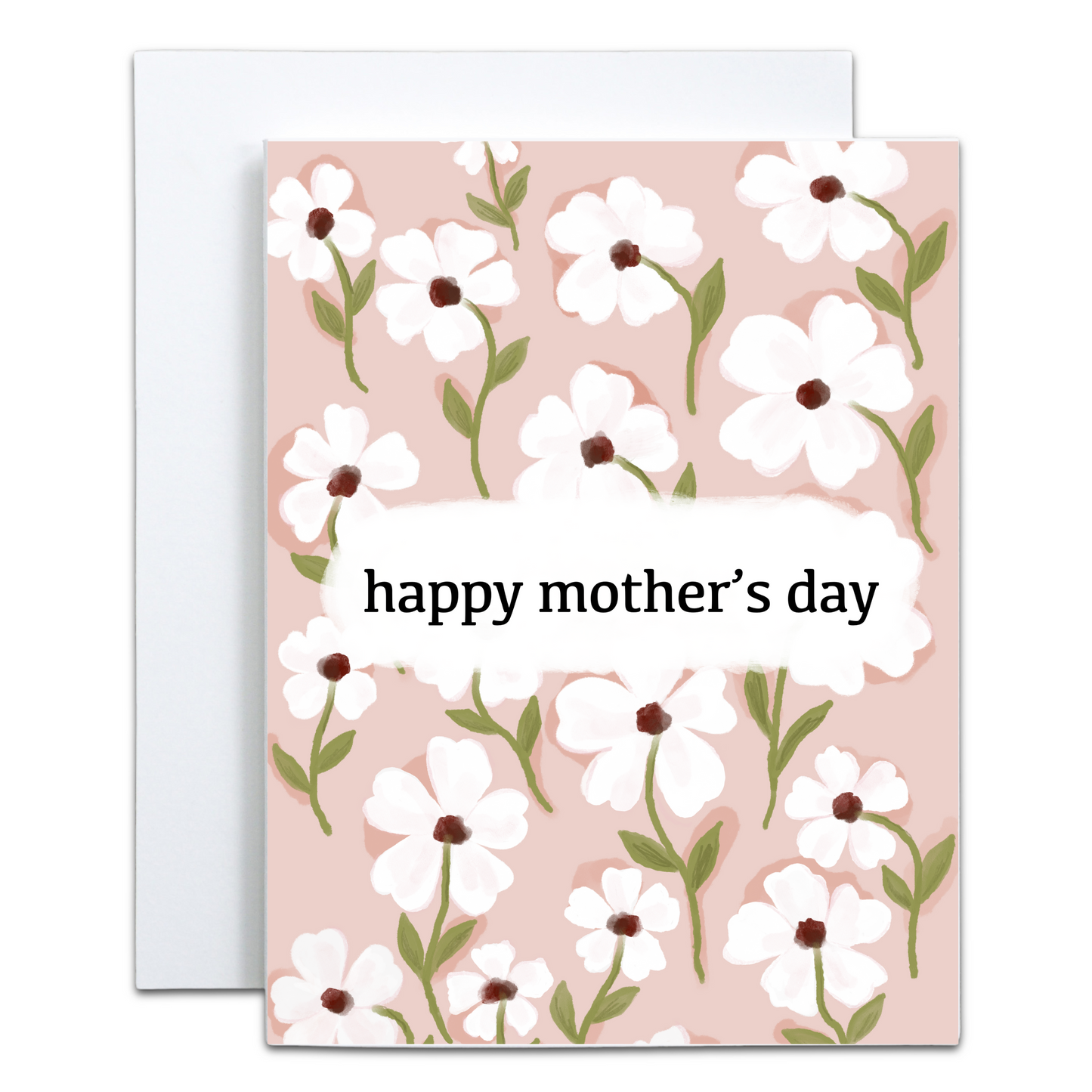 Happy Mother's Day Pink White Flowers - Blank Inside