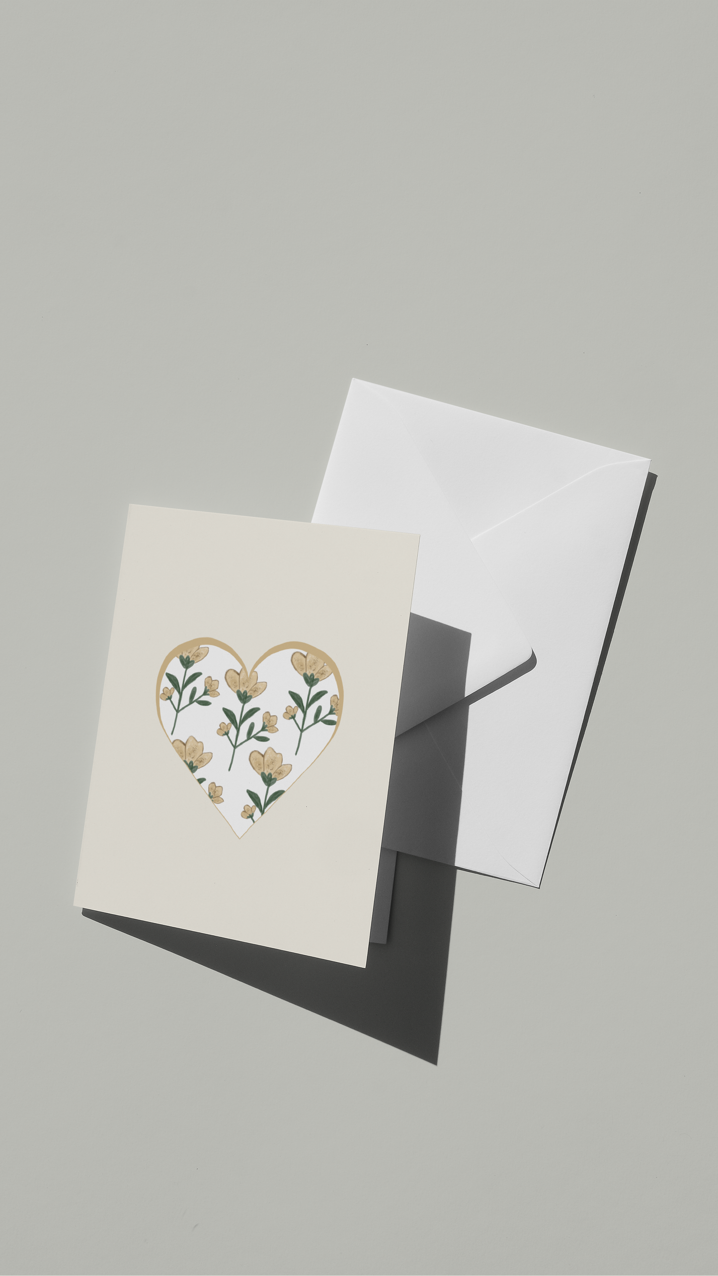 Elegant Floral Heart Greeting Card - Blank Inside