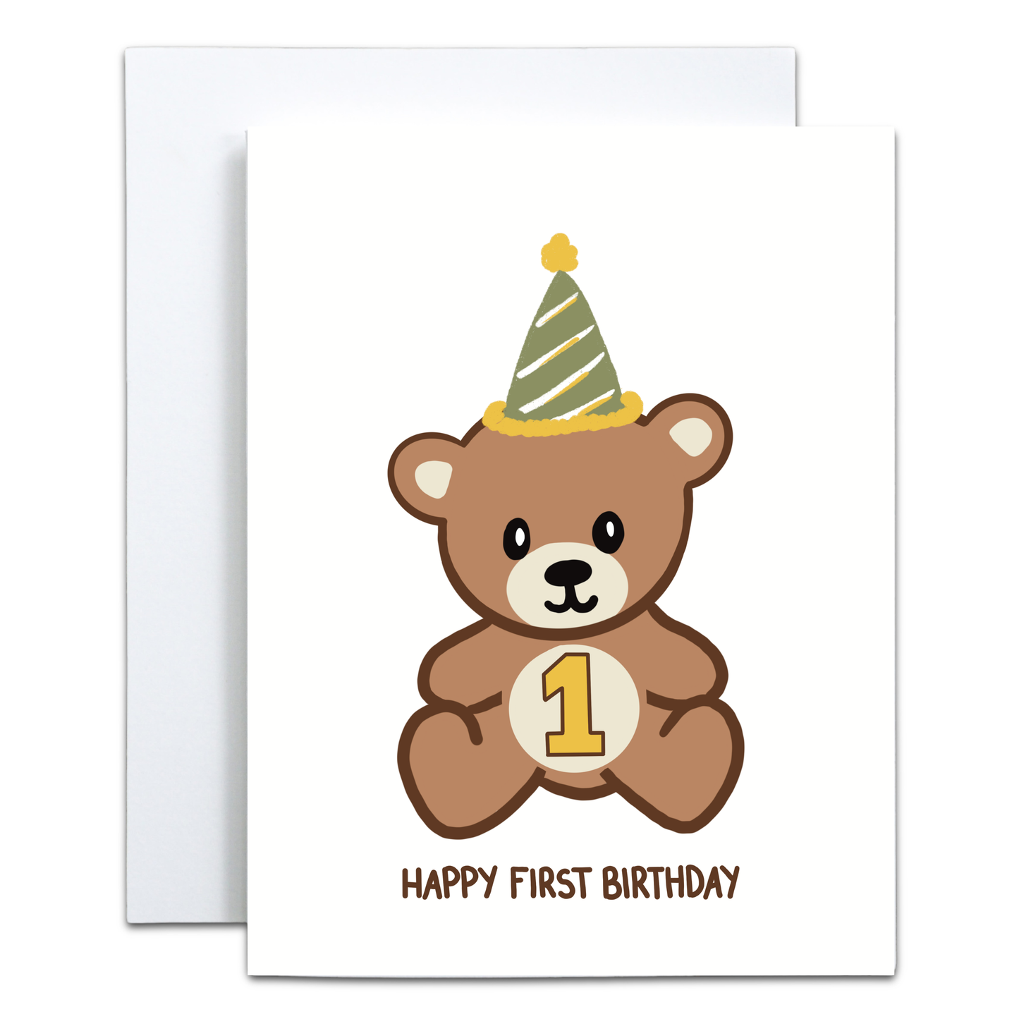 Happy First Birthday Teddy Bear Greeting Card | 1st Birthday Card