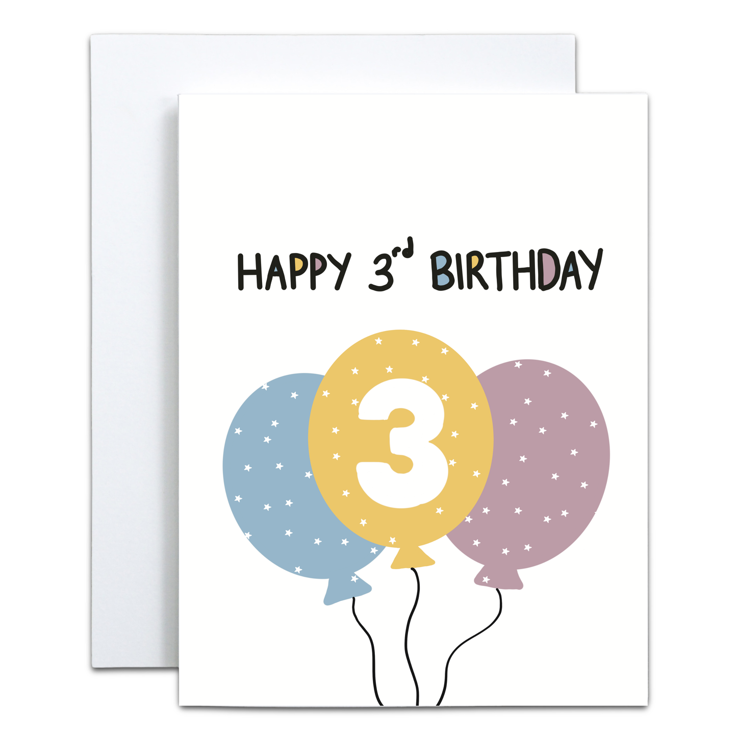 Happy 3rd Birthday Balloon Greeting Card | Third Birthday Card