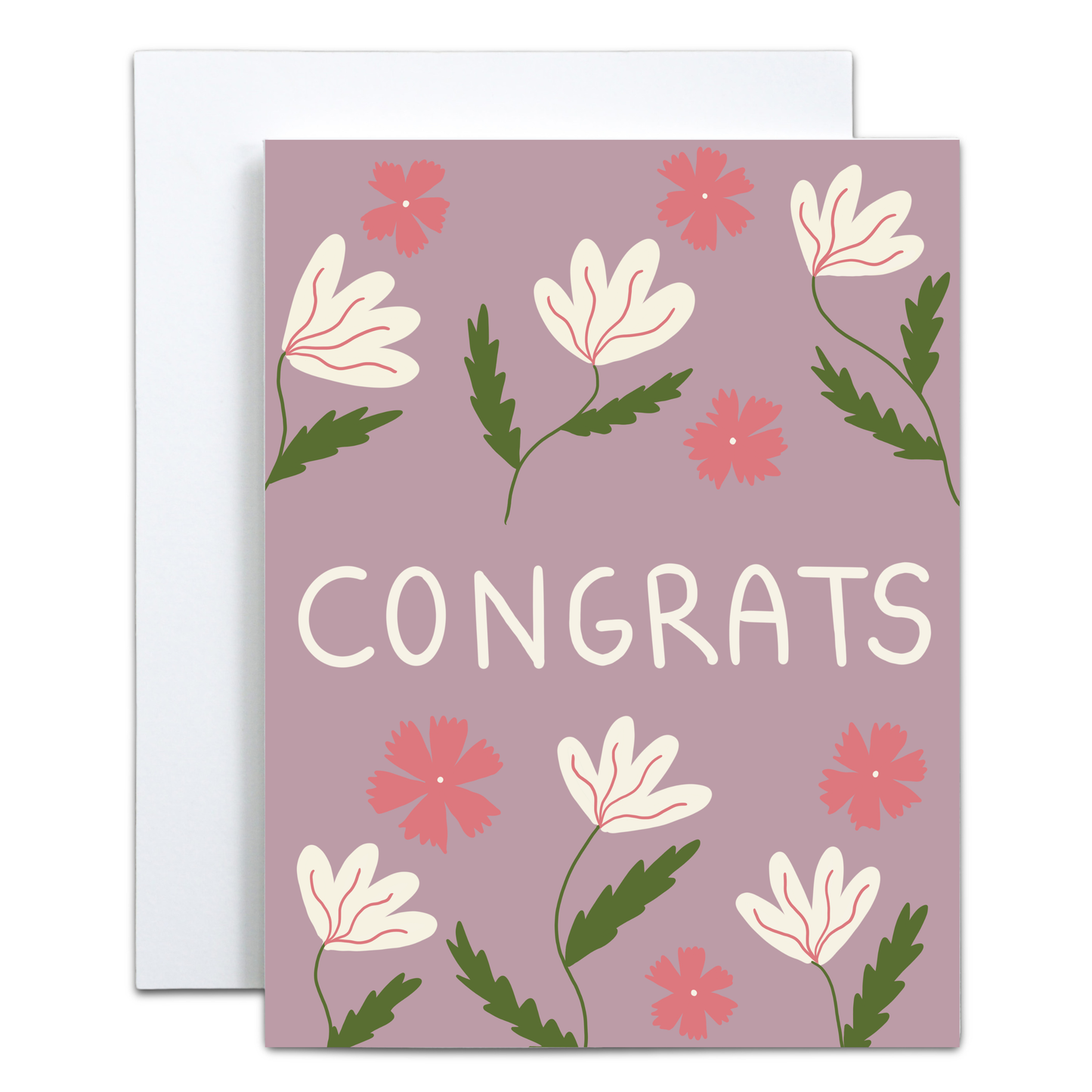 Congratulations Floral Greeting Card | Modern Congrats Card | Minimalist Flower Congratulations Card | Graduation, New Job, Promotion & Milestone Card