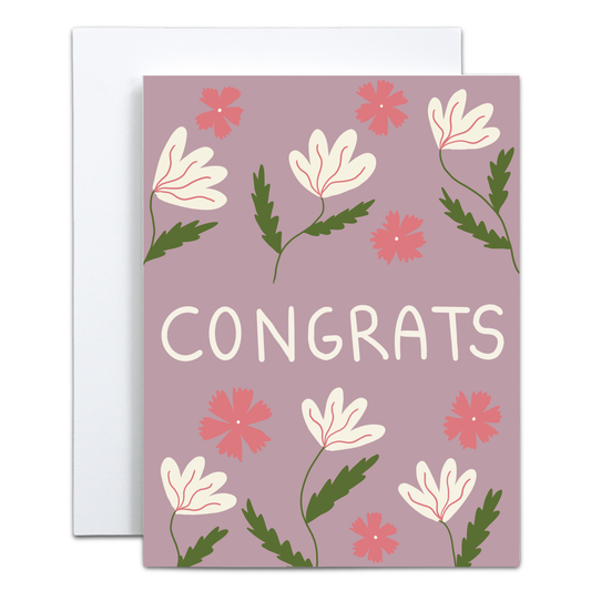 Congratulations Floral Greeting Card | Modern Congrats Card | Minimalist Flower Congratulations Card | Graduation, New Job, Promotion & Milestone Card