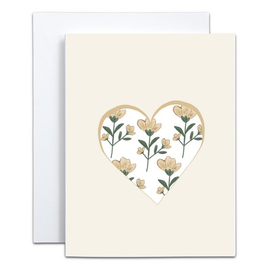 Elegant Floral Heart Greeting Card - Blank Inside