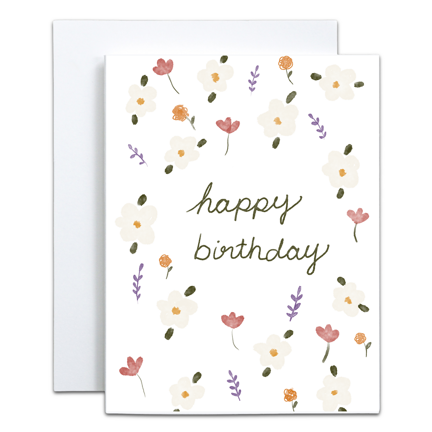 Floral Delight Happy Birthday Card - Blank Inside
