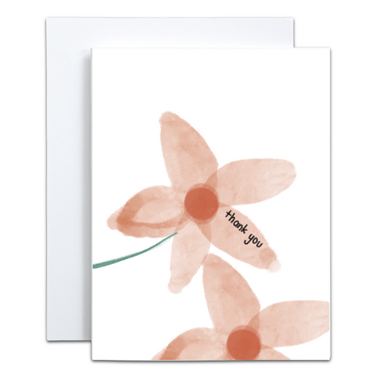 Thank You Flower Petal Greeting Card - Blank Inside