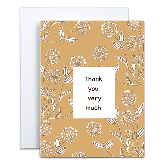 Thank You Very Much Yellow Flowers Greeting Card - Blank Inside