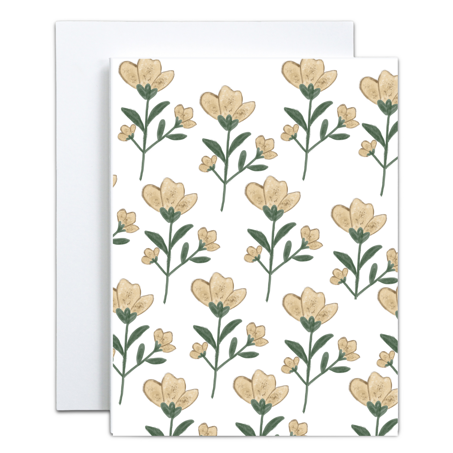 Yellow Romantic Flowers Greeting Card - Blank Inside