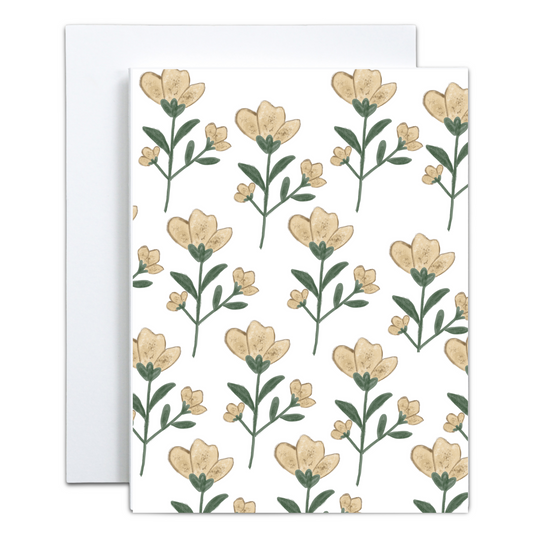 Yellow Romantic Flowers Greeting Card - Blank Inside