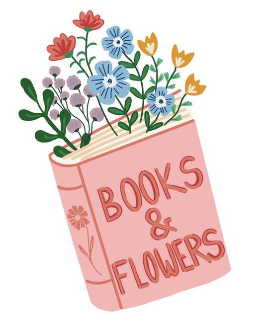 books and flowers sticker