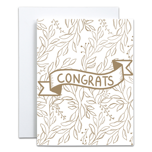 Congrats Ribbon Greeting Card - Blank Inside