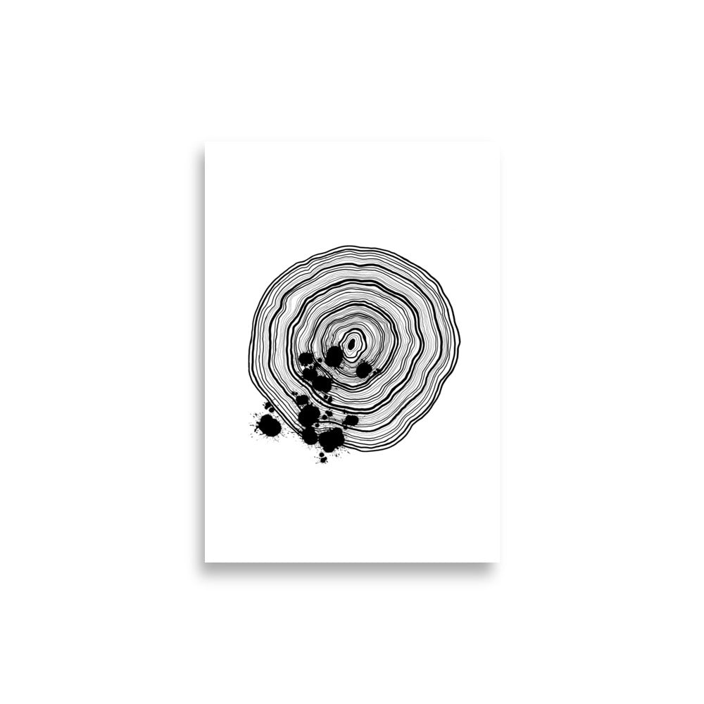 Life Interrupted - Tree Rings Print Ink drawing Wall art