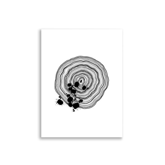 Life Interrupted - Tree Rings Print Ink drawing Wall art